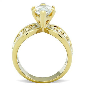 TK1672 IP Gold(Ion Plating) Stainless Steel Ring with AAA Grade CZ in Clear