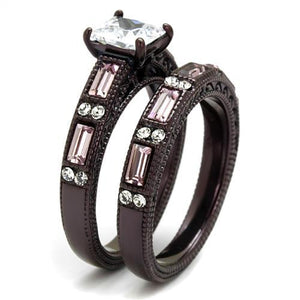 TK1829DC IP Dark Brown (IP coffee) Stainless Steel Ring with AAA Grade CZ in Clear
