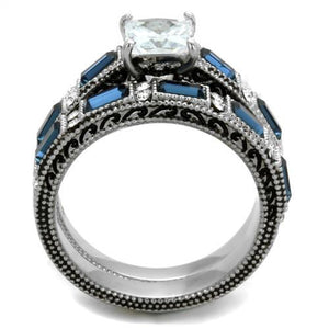TK1829 High polished (no plating) Stainless Steel Ring with AAA Grade CZ in Clear