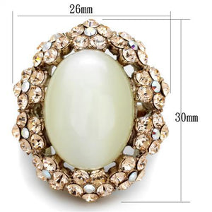 TK1846 IP Rose Gold(Ion Plating) Stainless Steel Ring with Synthetic in White