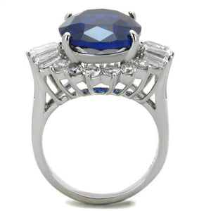 TK1872 High polished (no plating) Stainless Steel Ring with Synthetic in London Blue