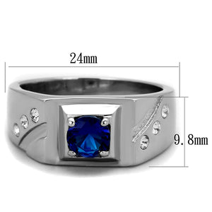 TK1929 High polished (no plating) Stainless Steel Ring with Synthetic in Montana