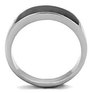 TK2062 High polished (no plating) Stainless Steel Ring with Epoxy in Jet