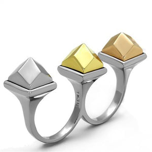 TK2109 - Three Tone IP(IP Gold & IP Rose Gold & High Polished) Stainless Steel Ring with No Stone