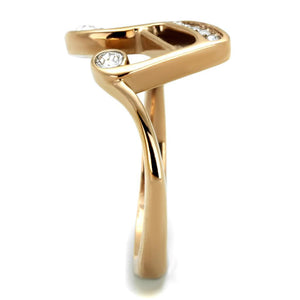 TK2130 - IP Rose Gold(Ion Plating) Stainless Steel Ring with Top Grade Crystal  in Clear