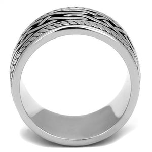 TK2239 High polished (no plating) Stainless Steel Ring with Epoxy in Jet