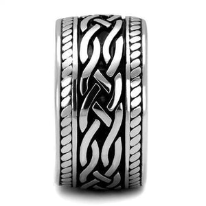 TK2239 High polished (no plating) Stainless Steel Ring with Epoxy in Jet