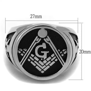 TK2315 High polished (no plating) Stainless Steel Ring with Epoxy in Jet