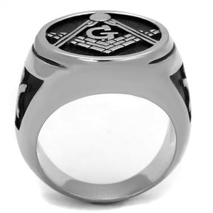 TK2315 High polished (no plating) Stainless Steel Ring with Epoxy in Jet