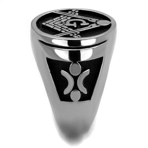 TK2315 High polished (no plating) Stainless Steel Ring with Epoxy in Jet