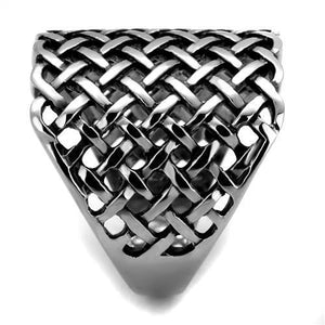 TK2333 High polished (no plating) Stainless Steel Ring with Epoxy in Jet