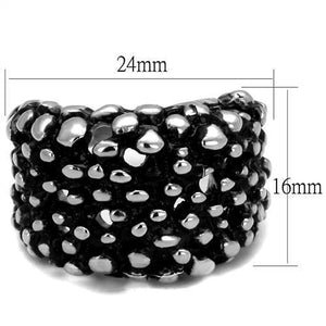 TK2334 High polished (no plating) Stainless Steel Ring with Epoxy in Jet