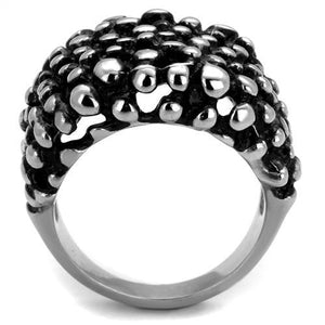 TK2334 High polished (no plating) Stainless Steel Ring with Epoxy in Jet