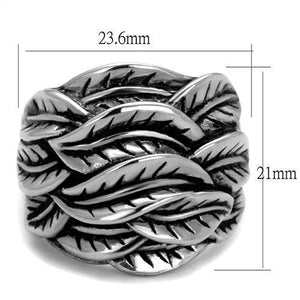 TK2336 High polished (no plating) Stainless Steel Ring with Epoxy in Jet