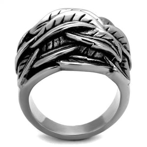 TK2336 High polished (no plating) Stainless Steel Ring with Epoxy in Jet