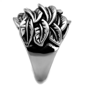 TK2336 High polished (no plating) Stainless Steel Ring with Epoxy in Jet