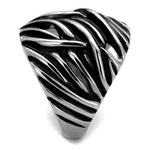 TK2338 High polished (no plating) Stainless Steel Ring with Epoxy in Jet