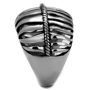 TK2341 High polished (no plating) Stainless Steel Ring with Epoxy in Jet