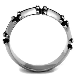 TK2342 High polished (no plating) Stainless Steel Ring with Epoxy in Jet