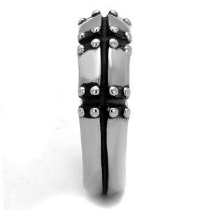 TK2342 High polished (no plating) Stainless Steel Ring with Epoxy in Jet