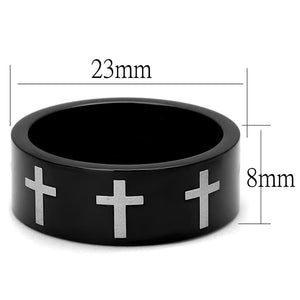 TK2410 Two-Tone IP Black (Ion Plating) Stainless Steel Ring with No Stone in No Stone