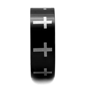 TK2410 Two-Tone IP Black (Ion Plating) Stainless Steel Ring with No Stone in No Stone