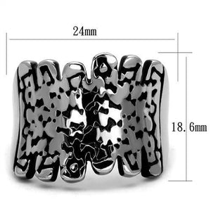TK2500 High polished (no plating) Stainless Steel Ring with Epoxy in Jet