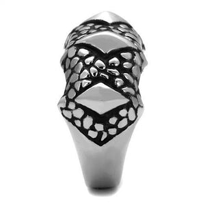 TK2513 High polished (no plating) Stainless Steel Ring with Epoxy in Jet