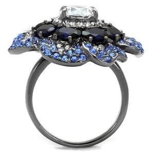 TK2559 IP Light Black  (IP Gun) Stainless Steel Ring with AAA Grade CZ in Clear