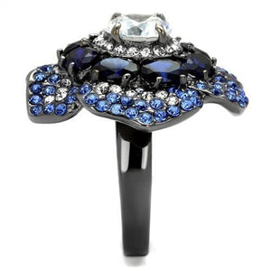 TK2559 IP Light Black  (IP Gun) Stainless Steel Ring with AAA Grade CZ in Clear