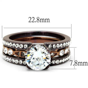 TK2560 IP Dark Brown (IP coffee) & IP light Coffee Stainless Steel Ring with AAA Grade CZ in Clear