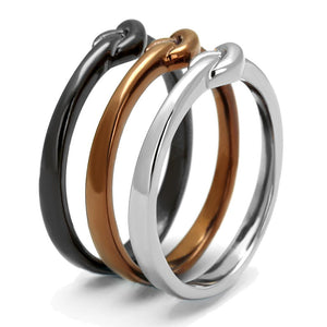 TK2648 - Three Tone IP(IP Light Coffee & IP Light Black & High Polished) Stainless Steel Ring with No Stone