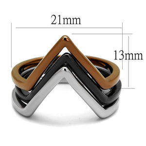 TK2649 - Three Tone IP(IP Light Coffee & IP Light Black & High Polished) Stainless Steel Ring with No Stone