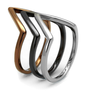 TK2649 - Three Tone IP(IP Light Coffee & IP Light Black & High Polished) Stainless Steel Ring with No Stone