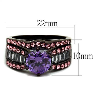 TK2652 IP Dark Brown (IP coffee) Stainless Steel Ring with AAA Grade CZ in Amethyst