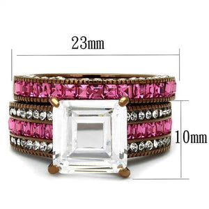 TK2782 IP Coffee light Stainless Steel Ring with AAA Grade CZ in Clear