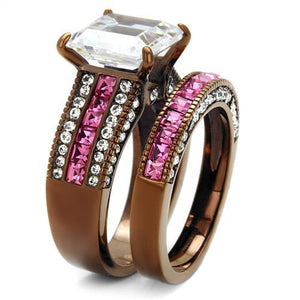 TK2782 IP Coffee light Stainless Steel Ring with AAA Grade CZ in Clear