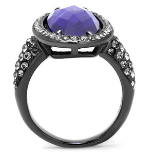 TK2840 IP Light Black  (IP Gun) Stainless Steel Ring with AAA Grade CZ in Tanzanite