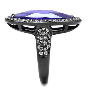 TK2840 IP Light Black  (IP Gun) Stainless Steel Ring with AAA Grade CZ in Tanzanite