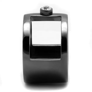 TK2898 IP Light Black  (IP Gun) Stainless Steel Ring with Top Grade Crystal in Clear