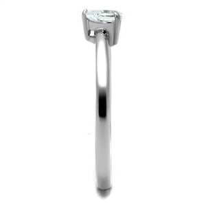 TK2904 - High polished (no plating) Stainless Steel Ring with AAA Grade CZ  in Clear