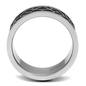 TK2921 High polished (no plating) Stainless Steel Ring with Epoxy in Jet