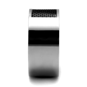 TK2923 High polished (no plating) Stainless Steel Ring with Epoxy in Jet
