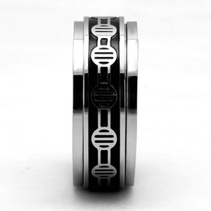 TK2924 High polished (no plating) Stainless Steel Ring with Epoxy in Jet