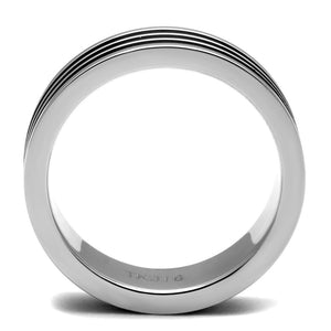 TK2925 High polished (no plating) Stainless Steel Ring with Epoxy in Jet