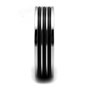 TK2925 High polished (no plating) Stainless Steel Ring with Epoxy in Jet