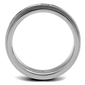 TK2926 High polished (no plating) Stainless Steel Ring with Epoxy in Jet