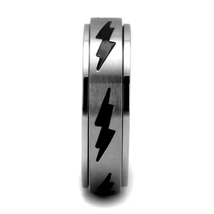 TK2926 High polished (no plating) Stainless Steel Ring with Epoxy in Jet