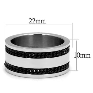 TK2927 High polished (no plating) Stainless Steel Ring with Epoxy in Jet