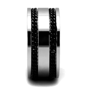 TK2927 High polished (no plating) Stainless Steel Ring with Epoxy in Jet